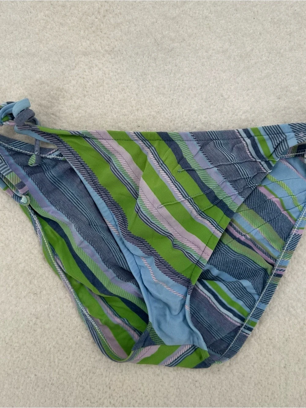 Surf Striped Y2K Lucky Brand Halter Blue and Green Bikini Set - Picture 9 of 13